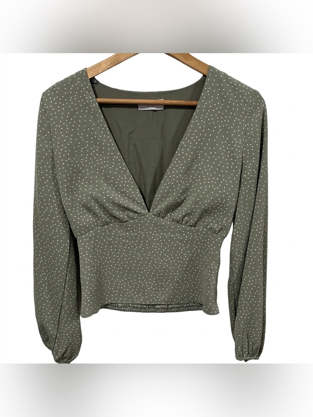 Sage the Label Women’s Green Polka Dot Cottagecore Style Cropped Top Size Small